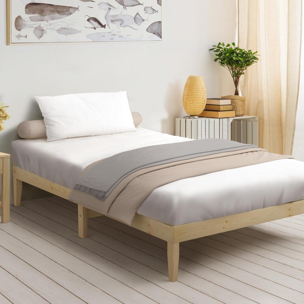 NNEED Bed Frame Single Size Pine Wood Bed Base