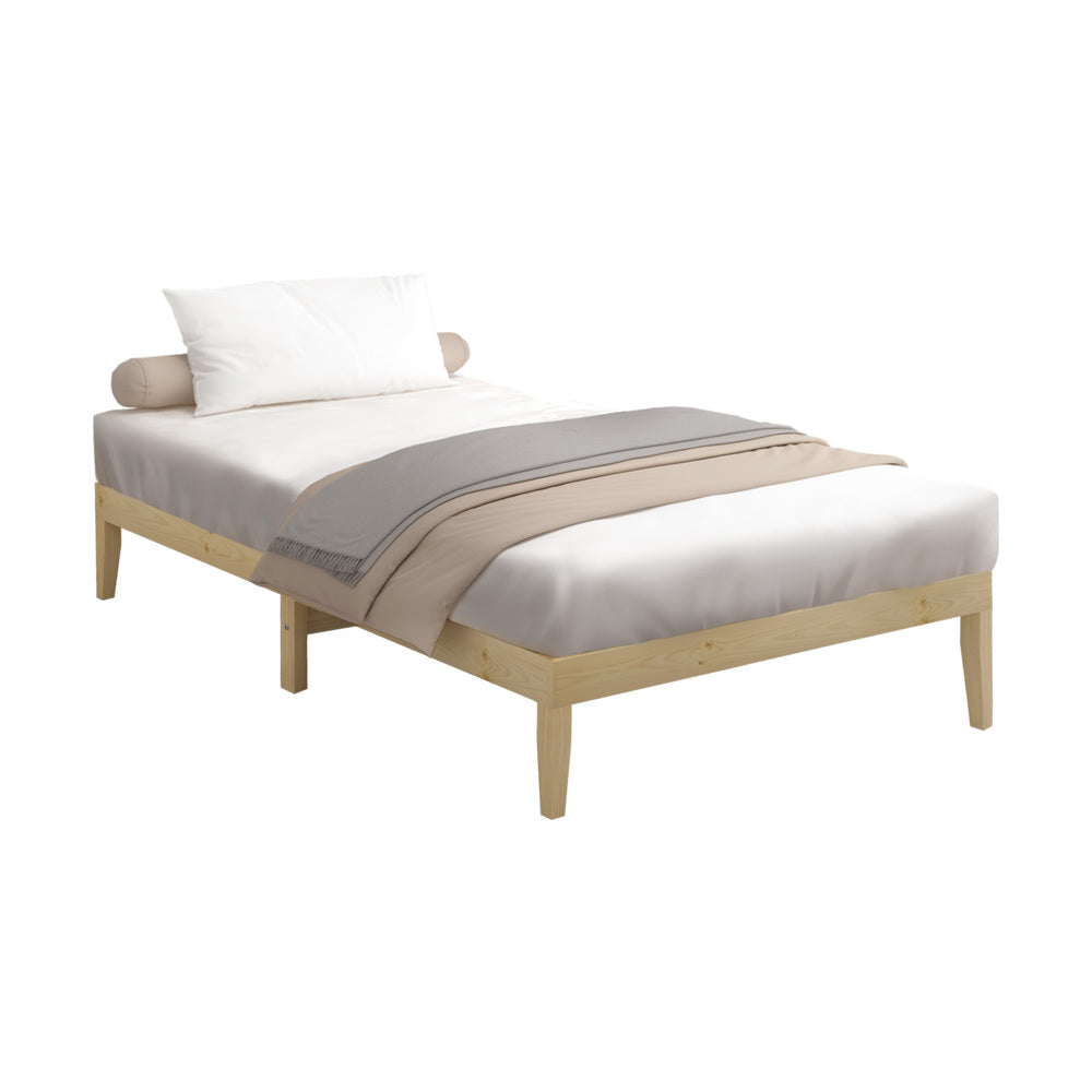 NNEED Bed Frame Single Size Pine Wood Bed Base