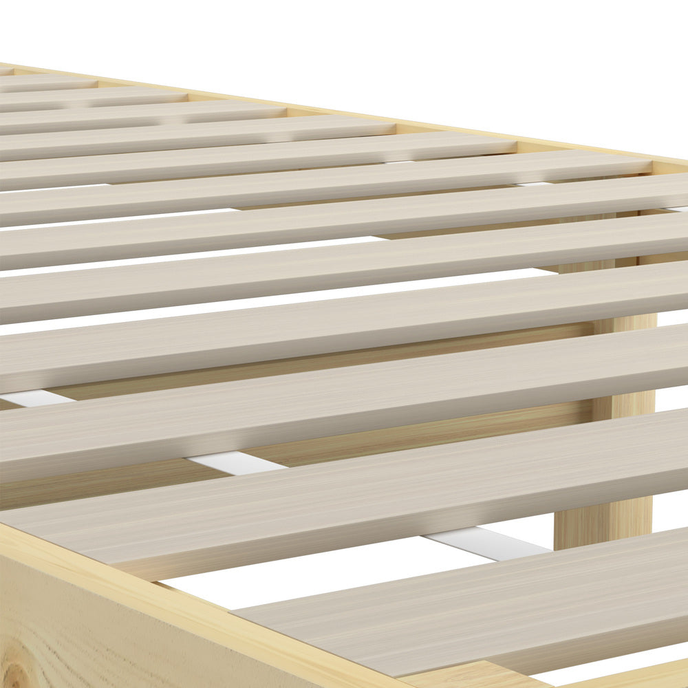 NNEED Bed Frame Single Size Pine Wood Bed Base