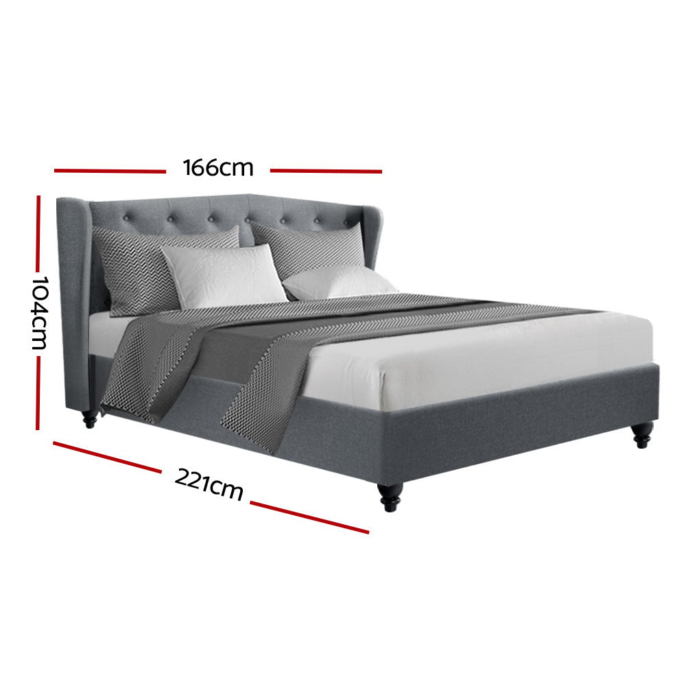 NNEDSZ Pier Bed Frame Fabric - Grey Queen