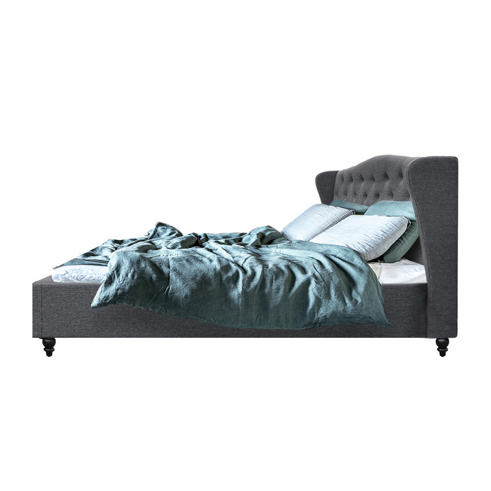 NNEDSZ Pier Bed Frame Fabric - Grey Queen