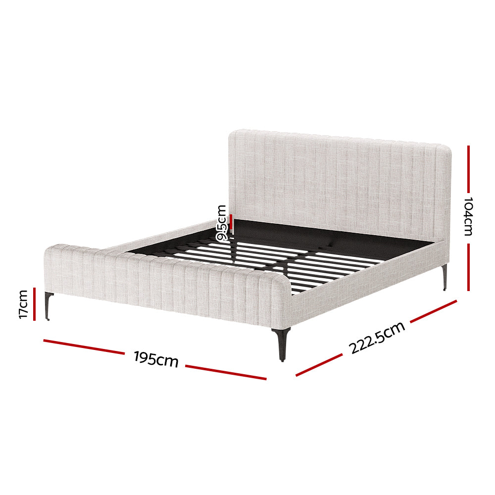 NNEDSZ Bed Frame King Size Beige AMMY