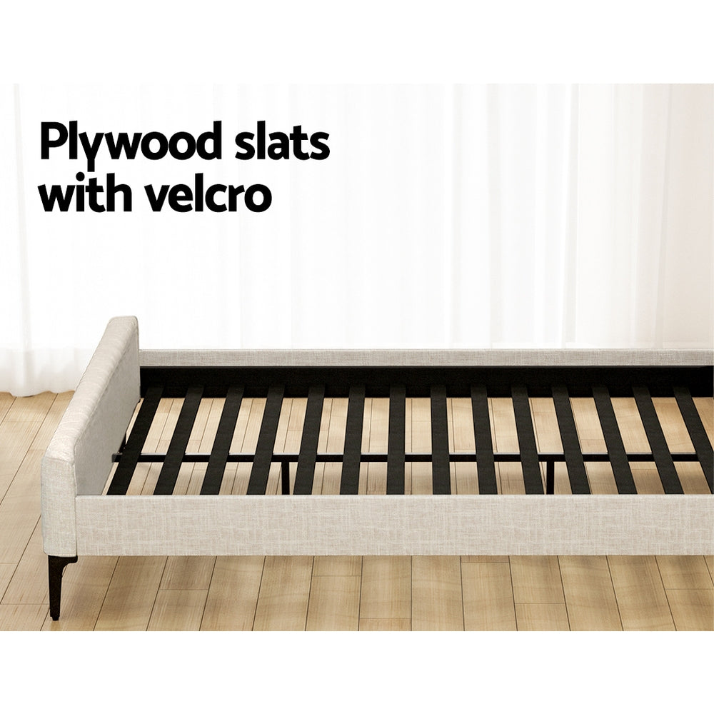 NNEDSZ Bed Frame King Size Beige AMMY