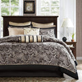King 12 Piece Cotton Polyester Comforter Set Black Gold Paisley-0