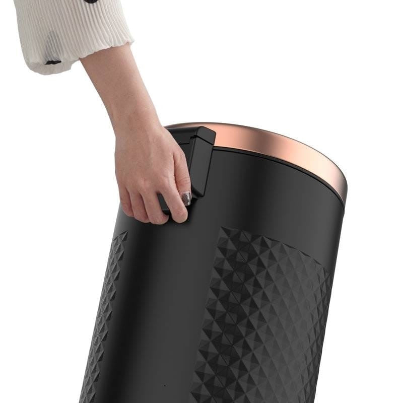 Hands Free Black/Gold Metal Step On Trash Can - 8 Gallons-0