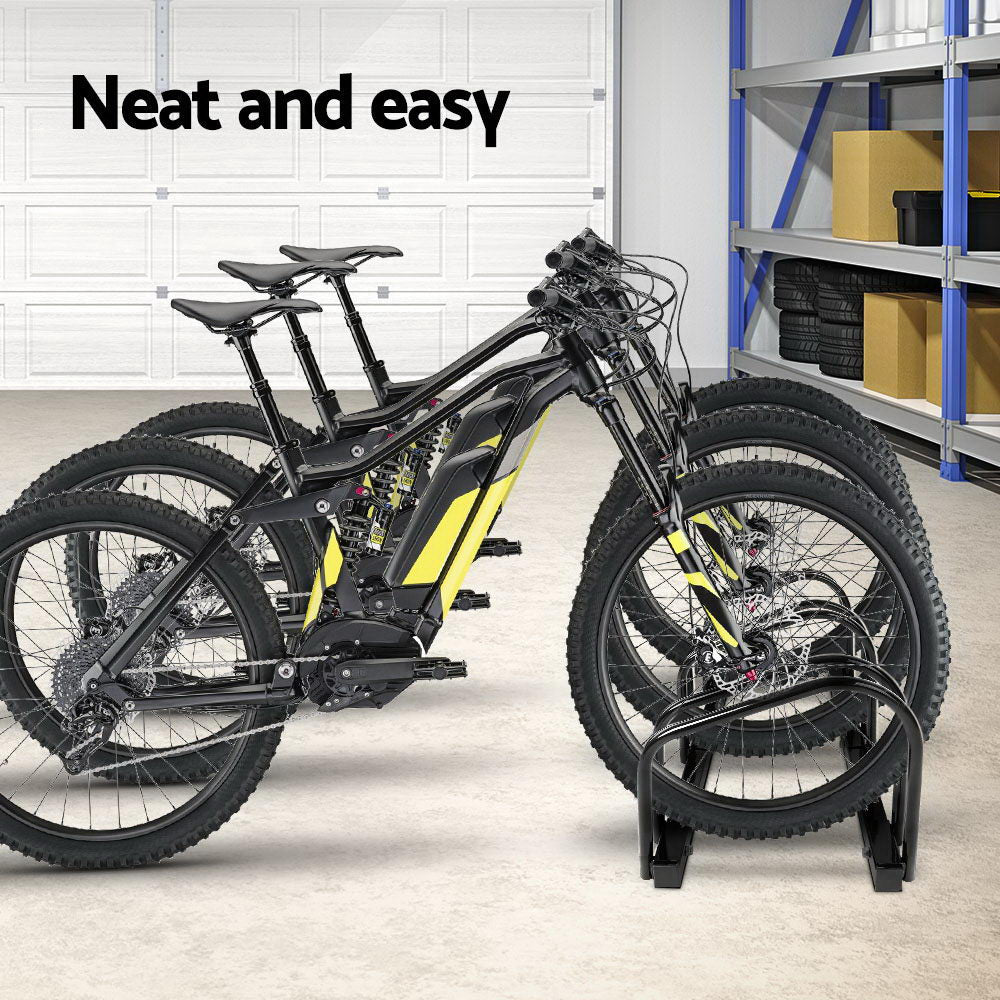 Weisshorn 3 Bike Stand Rack Bicycle Storage Floor Parking Holder Cycling Black-2