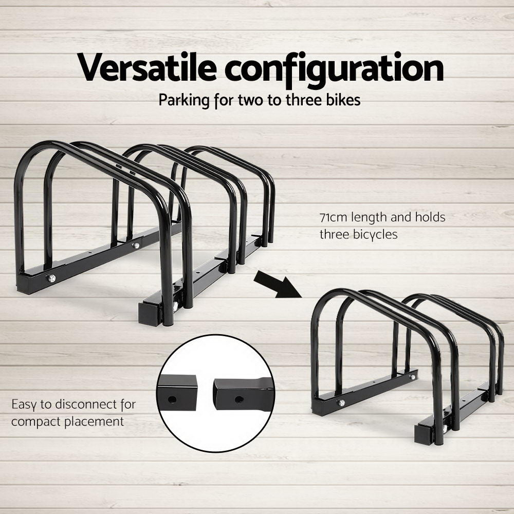 Weisshorn 3 Bike Stand Rack Bicycle Storage Floor Parking Holder Cycling Black-3