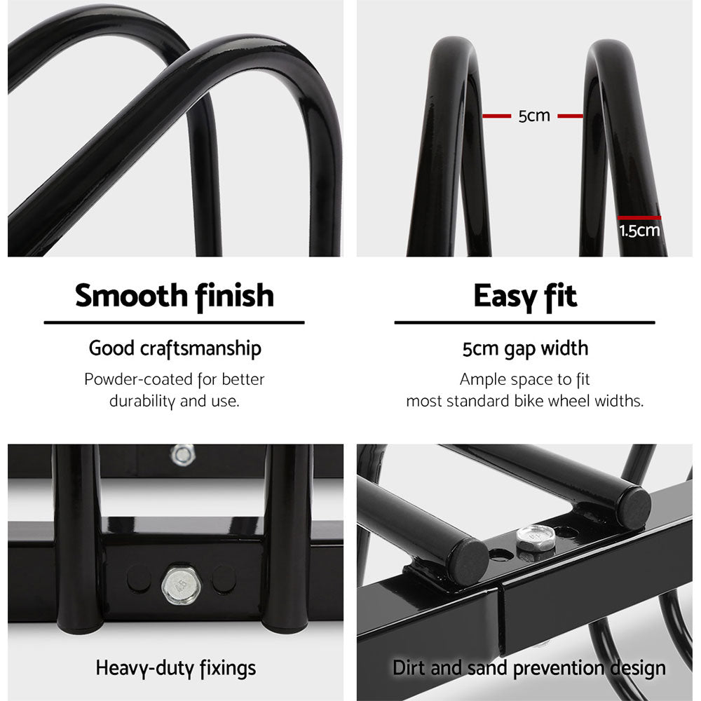 Weisshorn 3 Bike Stand Rack Bicycle Storage Floor Parking Holder Cycling Black-4