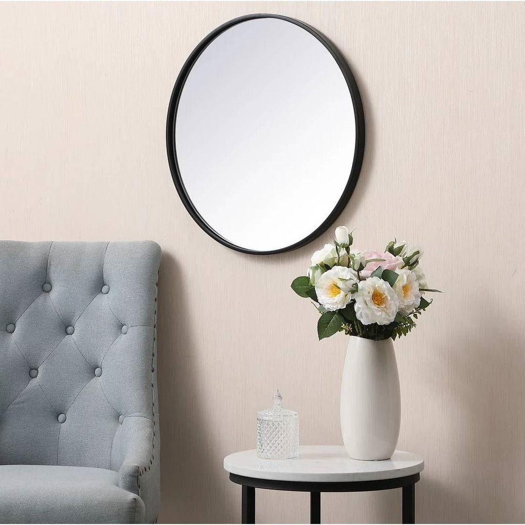 Round 18-inch Wall Mirror in Black - Living Room Bedroom Accent Bathroom Mirror-0