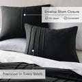King size Pre-Washed Pleated Microfiber Comforter Set in Black-0