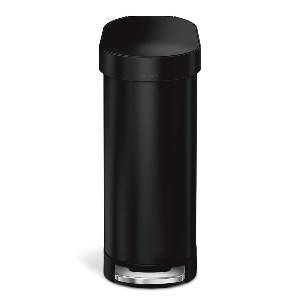 Matte Black 12-Gallon Narrow Kitchen Trash Can with Easy Step-on Lid-0