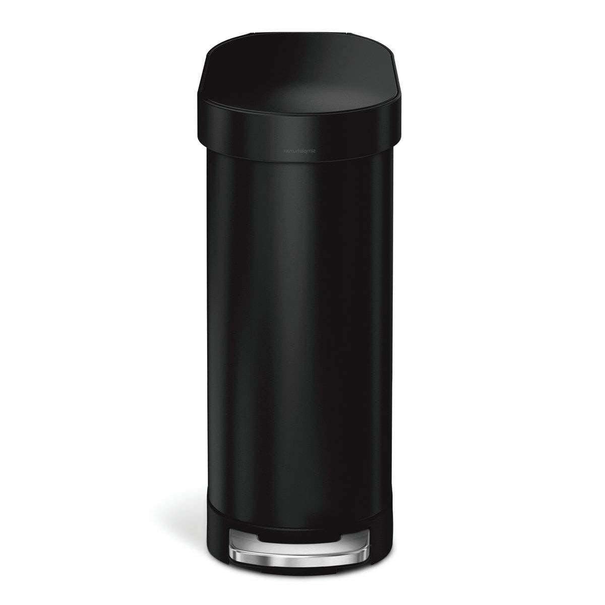 Matte Black 12-Gallon Narrow Kitchen Trash Can with Easy Step-on Lid-0