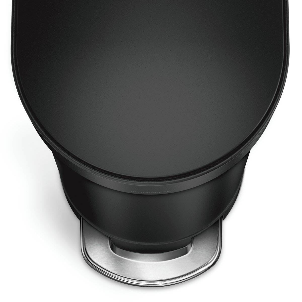 Matte Black 12-Gallon Narrow Kitchen Trash Can with Easy Step-on Lid-1
