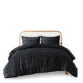 Twin/Twin XL 2 Piece Pompom Microfiber Hypoallergenic Comforter Set in Black-0