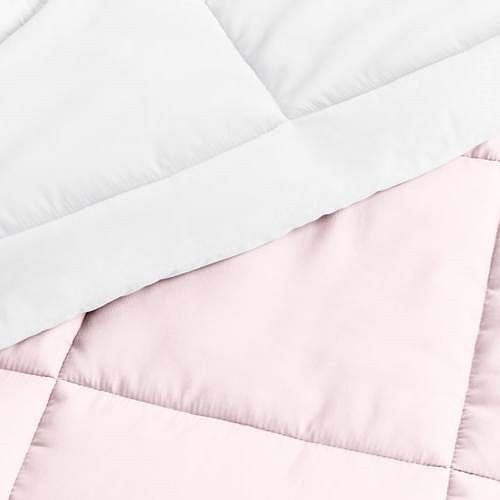 King/Cal King 3-Piece Microfiber Reversible Comforter Set Blush Pink and White-1
