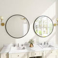 Round 30-inch Circular Bathroom Wall Mirror with Black Frame-0