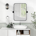 30 x 22 inch Bathroom Wall Mirror with Easy Tilt Pivot and Black Frame-0