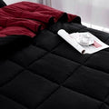 Twin/Twin XL Traditional Microfiber Reversible 3 Piece Comforter Set in Black/Maroon-0
