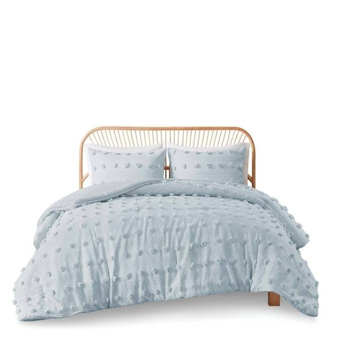 Twin/Twin XL 2-Piece Blue Pompom Microfiber Hypoallergenic Comforter Set-2