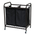Bronze Laundry Hamper Cart with 2 Black Sorter Bags-0