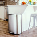 13 Gallon Brushed Stainless Steel Kitchen Trash Can with Step Open Lid-0