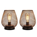 Set of 2 Metal Cage LED Battery Powered Lamp-0