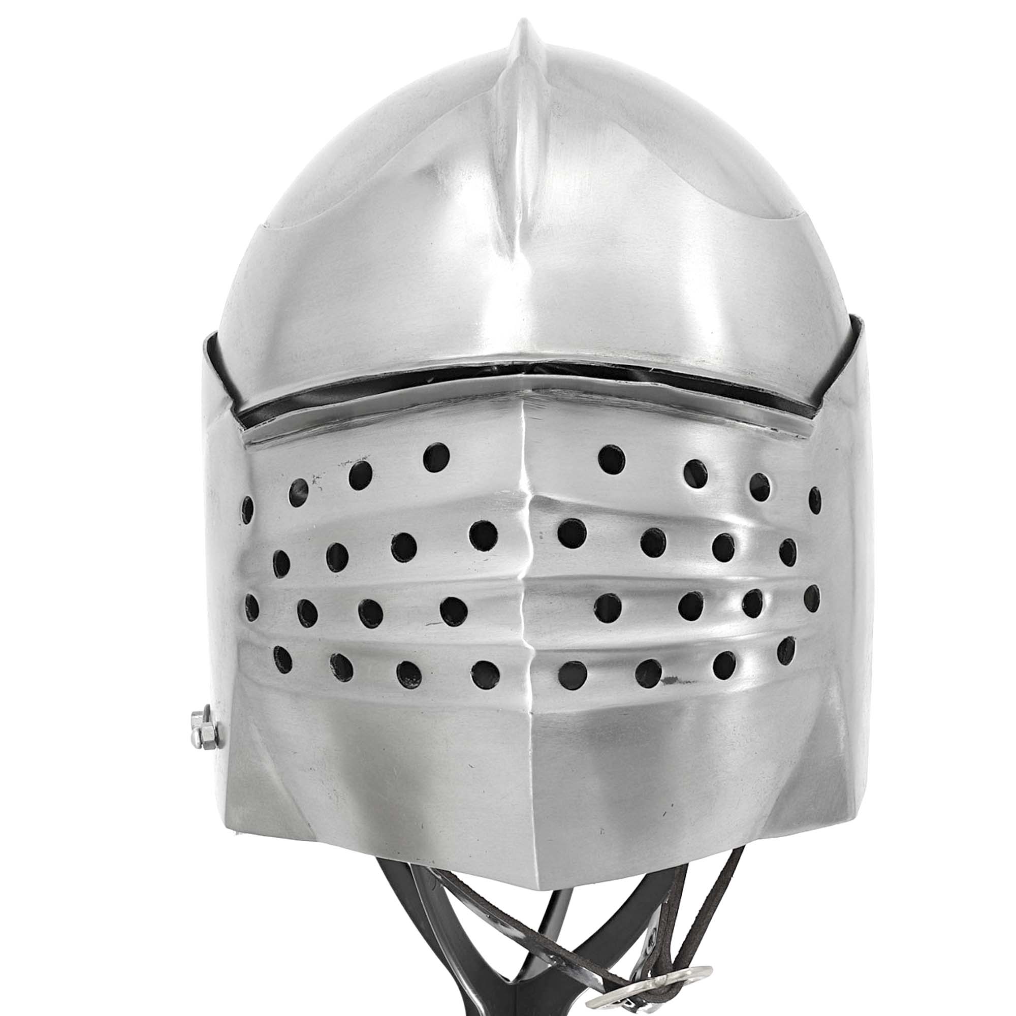 Bellows Face Sallet Battle Helmet with Visor and Leather Liner
