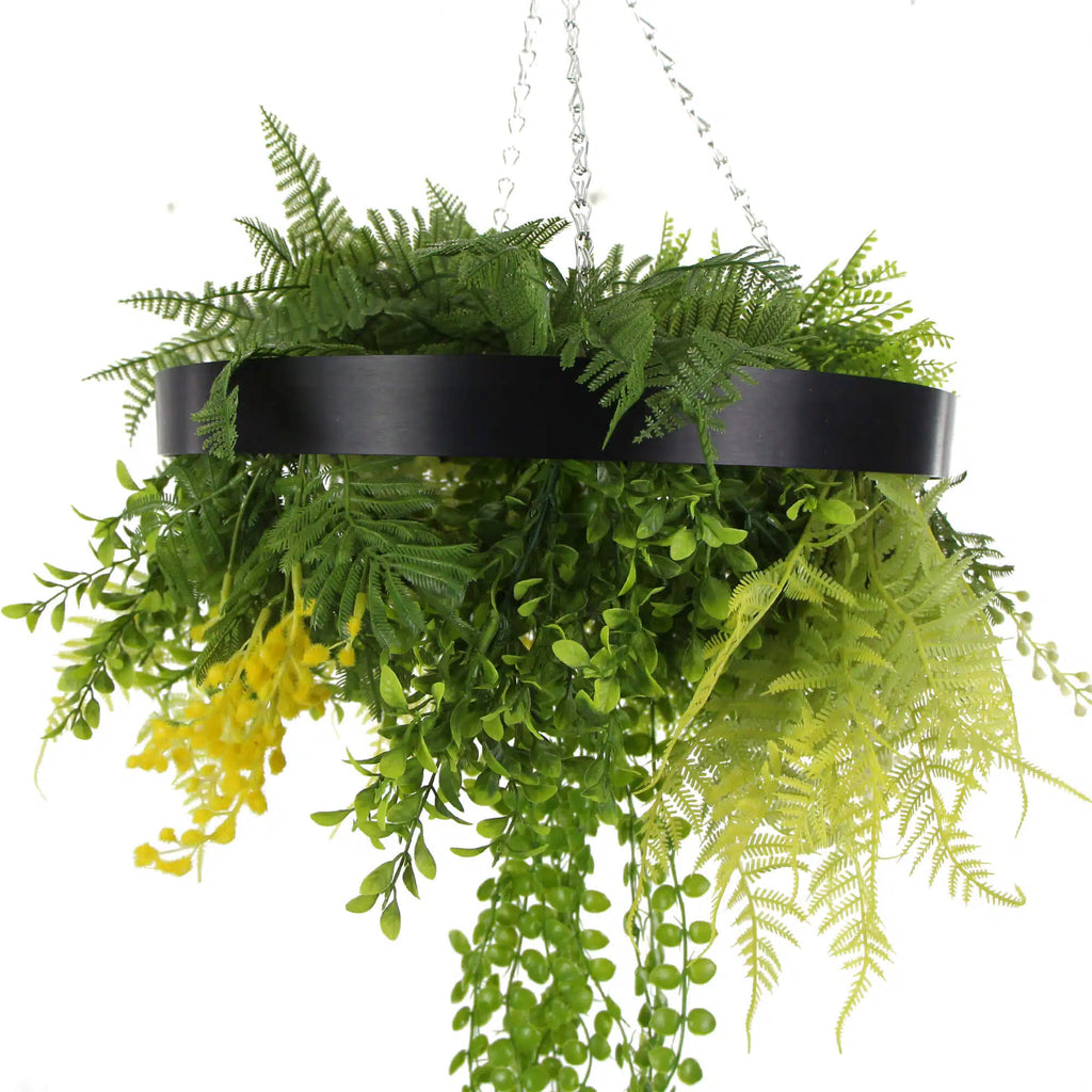 Draping Plant Artificial Roof Hanging Disc 15in long – Black Frame – UV Resistant-0