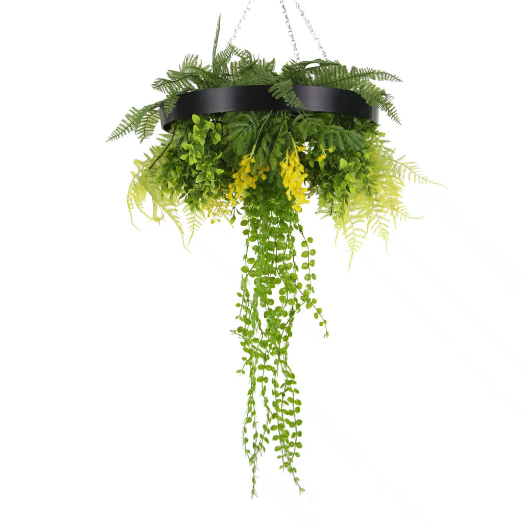 Draping Plant Artificial Roof Hanging Disc 15in long – Black Frame – UV Resistant-3