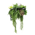 Artificial Hanging Plant Chandelier – Tropical Foliage Circular Ring (24.8in long) Black Frame – UV Resistant-0