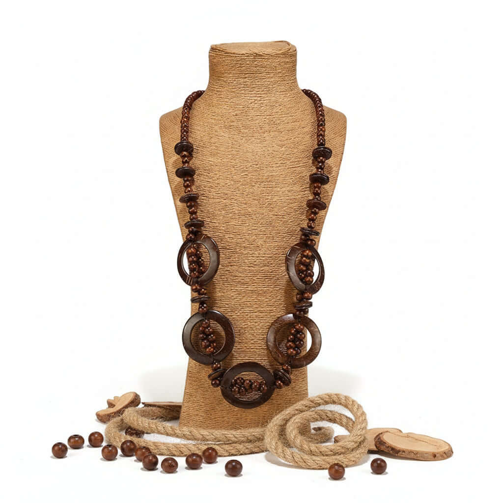 Bohemian Coconut Shell Necklace – Handmade Multi-Layer Wooden Jewelry-10