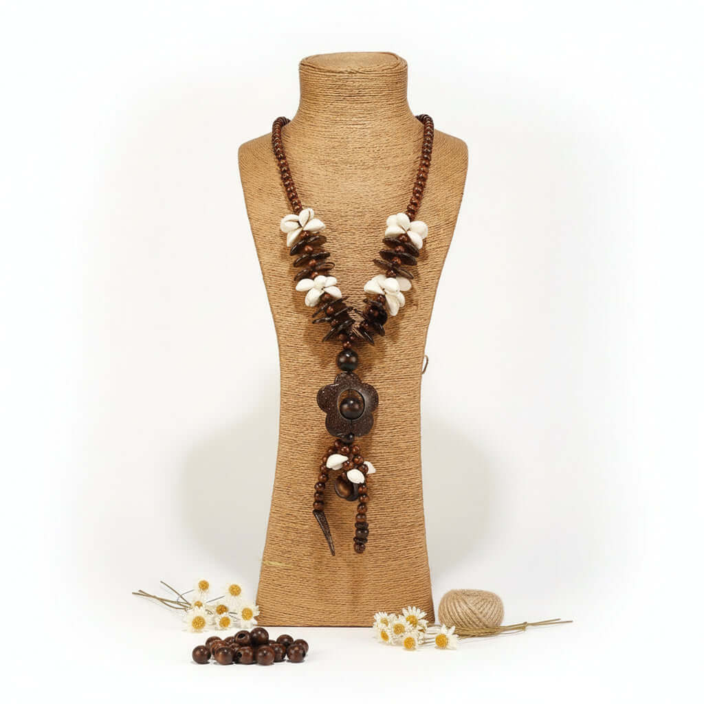 Bohemian Coconut Shell Necklace – Handmade Multi-Layer Wooden Jewelry-6