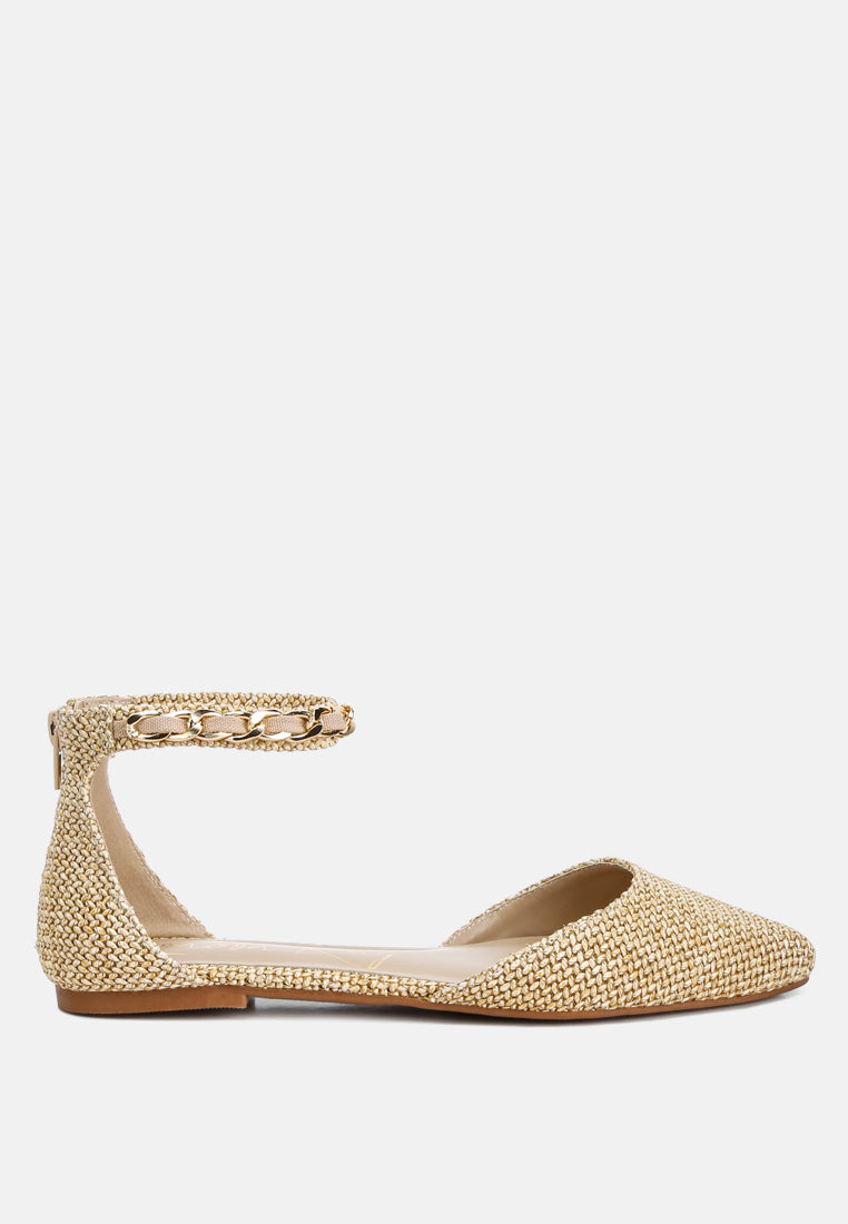 Buqisi Chain Embellished Flat Sandals-0