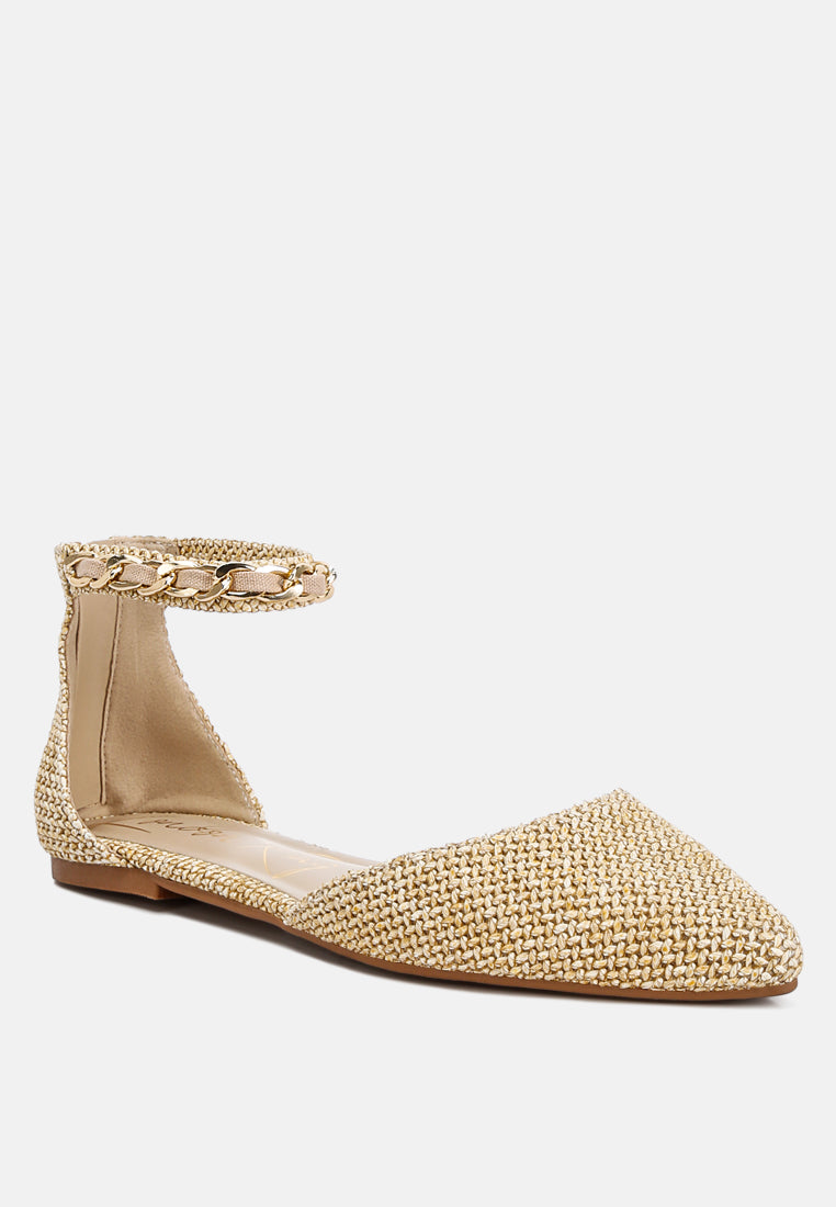 Buqisi Chain Embellished Flat Sandals-1