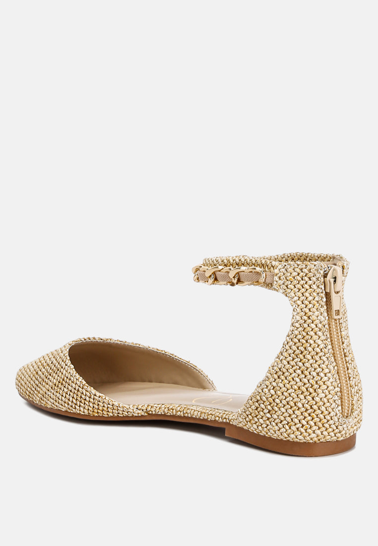 Buqisi Chain Embellished Flat Sandals-2