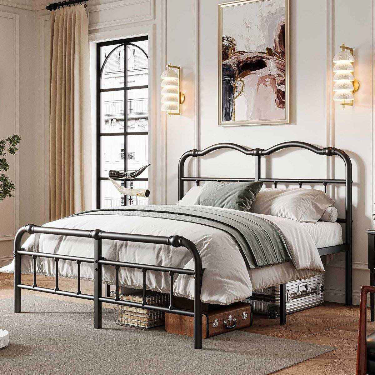 CA King Industrial Vintage Heavy Duty Steel Slat Bed Frame