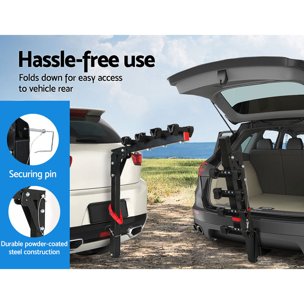 NNEDSZ 4 Bicycle Bike Carrier Rack Car 2" Hitch Mount Foldable Black,4 Bicycle Bike Carrier Rack Car 2" Hitch Mount Foldable Black-3