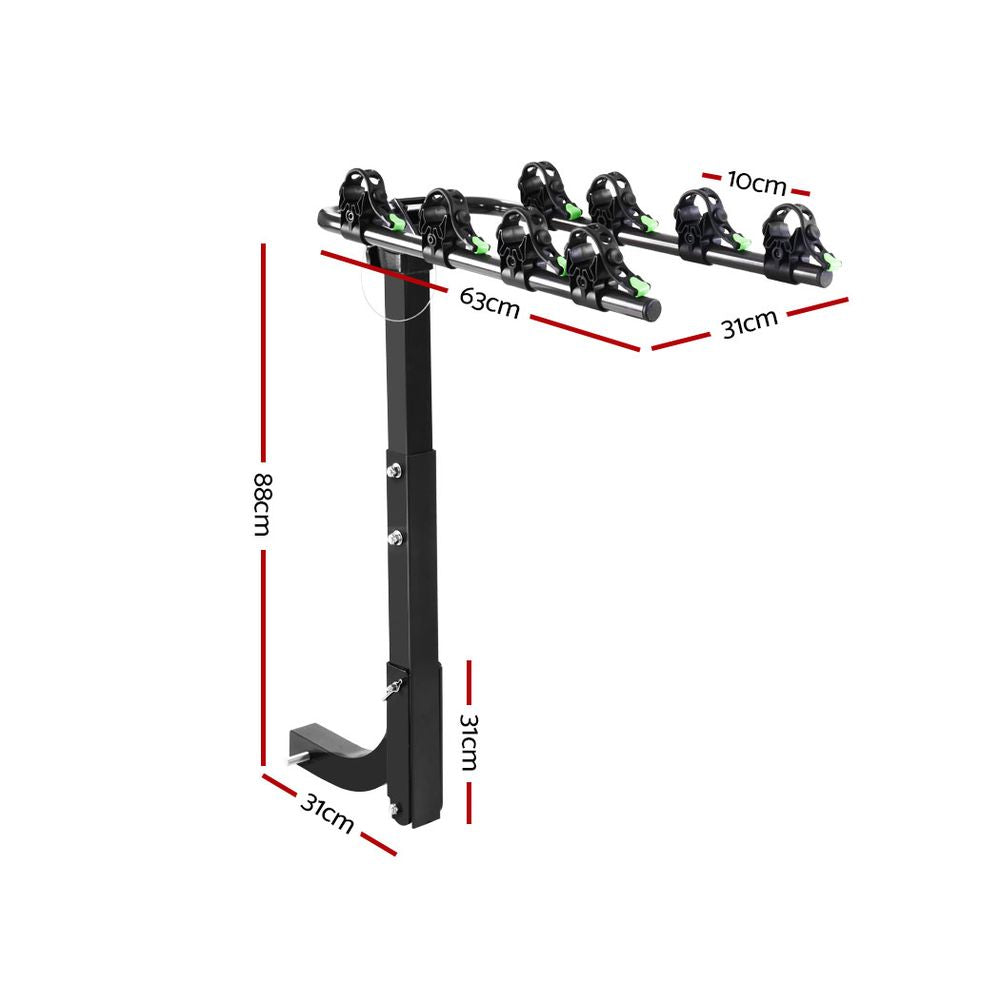NNEDSZ Bike Carrier 4 Bicycle Car Rear Rack Hitch Mount 2 Towbar Foldable Steel-1