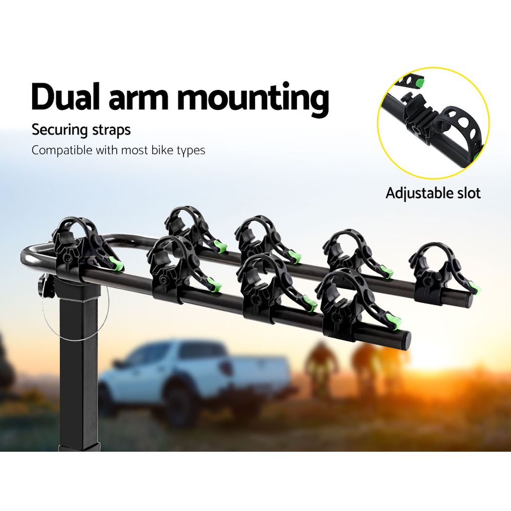NNEDSZ Bike Carrier 4 Bicycle Car Rear Rack Hitch Mount 2 Towbar Foldable Steel-2