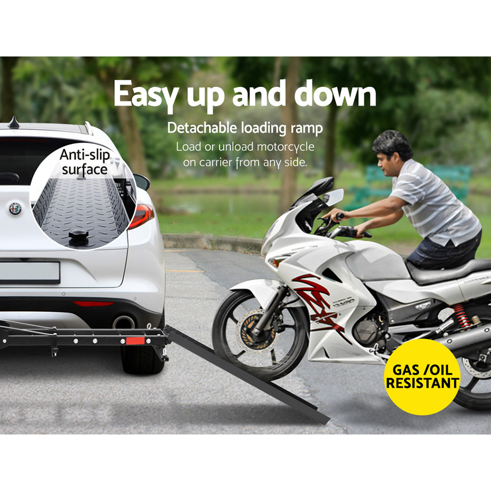 NNEDSZ Motorcycle Carrier 2 Arms Rack Ramp Motorbike Dirt Bike 2Hitch Towbar-4