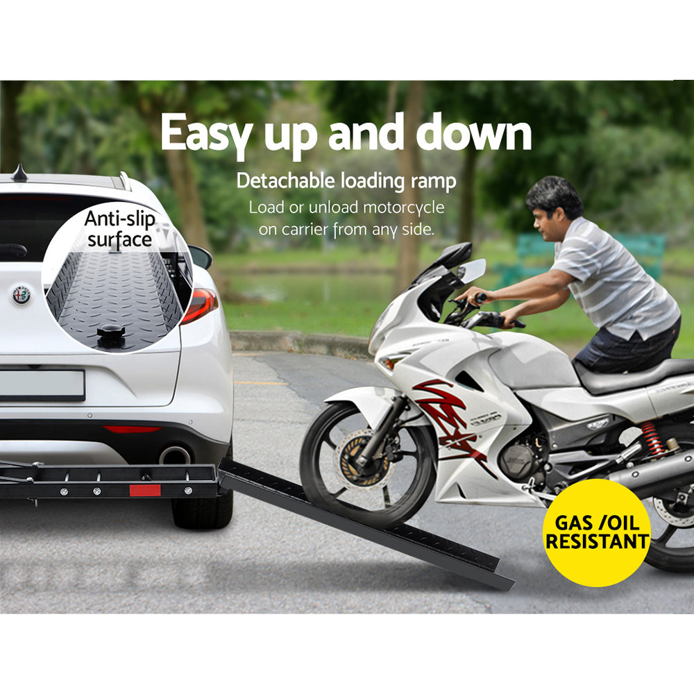 NNEDSZ Motorcycle Motorbike Carrier Rack 2 Towbar Arm Rack Dirt Bike Ramp Steel-4