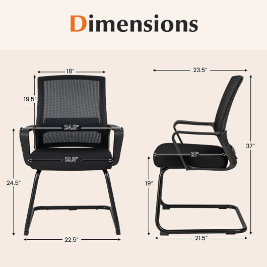Office Guest Chair with Lumbar Support for Waiting Room-2 Pieces-7