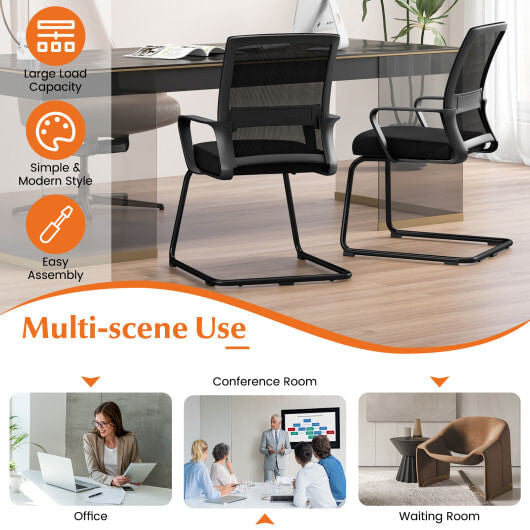 Office Guest Chair with Lumbar Support for Waiting Room-2 Pieces-8