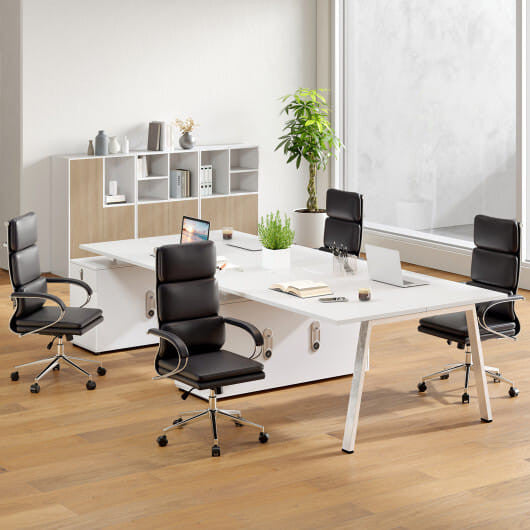 Ergonomic Leather Office Chair with Adjustable Height and Rocking Function-Black-1