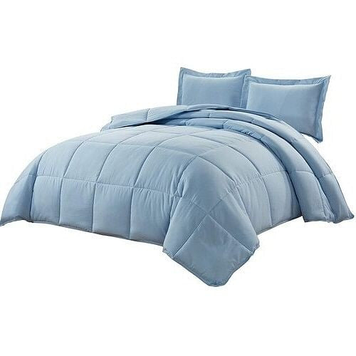 Queen Size Reversible Microfiber Down Alternative Comforter Set in Blue-0