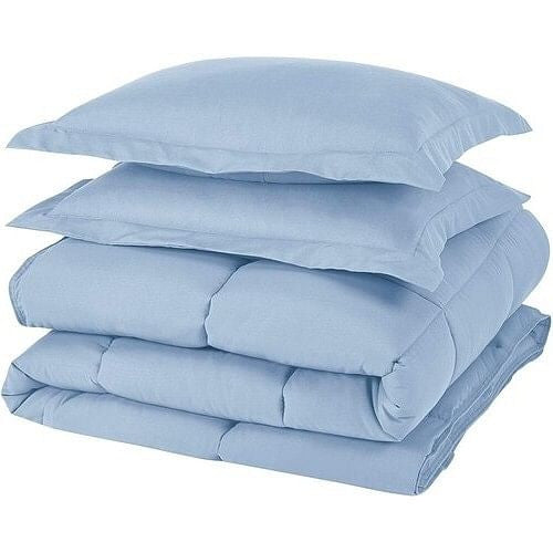 Queen Size Reversible Microfiber Down Alternative Comforter Set in Blue-1