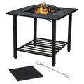 4 in 1 Square Fire Pit, Grill Cooking BBQ Grate, Ice Bucket, Dining Table-0