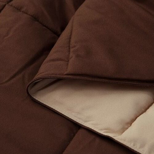 King/Cal King Traditional Microfiber Reversible 3 Piece Comforter Set in Brown-1