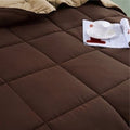 Twin/Twin XL Traditional Microfiber Reversible 3 Piece Comforter Set in Brown-0