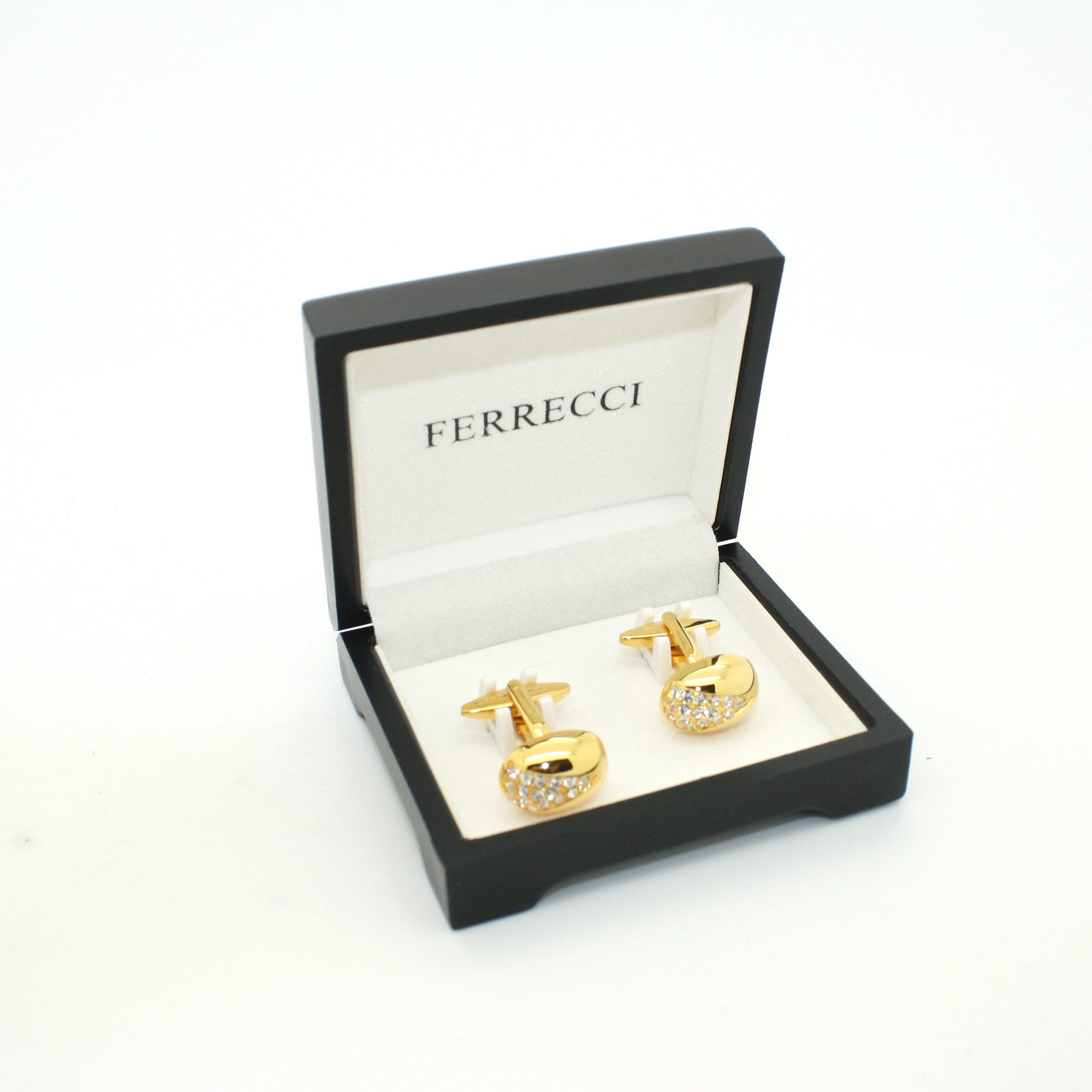 Goldtone Gemstone Cuff Links With Jewelry Box-1